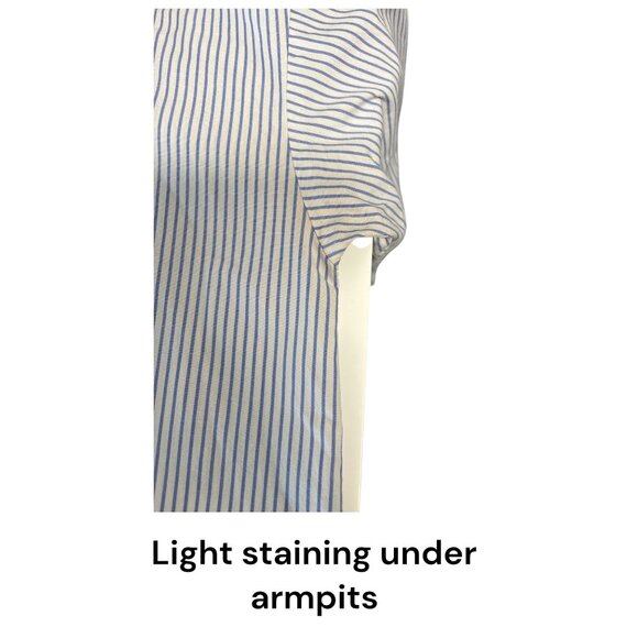 Coastal Olive & Oak Blue & White Striped Button-Up Shirt Womens L Cotton/Poly Bl - Picture 5 of 7